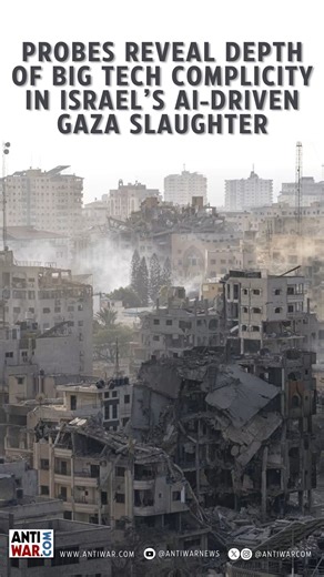 Probes Reveal Depth of Big Tech Complicity in Israel’s AI-Driven Gaza Slaughter | by Brett Wilkins | Feb 18, 2025 • 🔗 Link to article on Antiwar.com: https://www.antiwar.com/blog/2025/02/18/probes-reveal-depth-of-big-tech-complicity-in-israels-ai-driven-gaza-slaughter/ • New episodes of Antiwar News with Dave DeCamp are posted every weekday at midnight ET. Click the link in our bio, or search for Antiwar News with Dave DeCamp on YouTube, Rumble, Spotify, or Apple Podcasts. | Antiwar.com