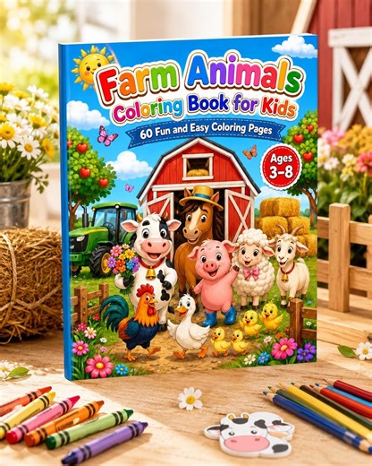 Farm Animals Coloring Book PDF, Printable Farm Animal Coloring Pages for Kids, Cow Horse Pig Sheep Duck Barn Tractor Activity Book - Etsy