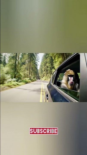 🐒 Monkey Chilling on a Car Window | Side Angle View 🚗 #Shorts