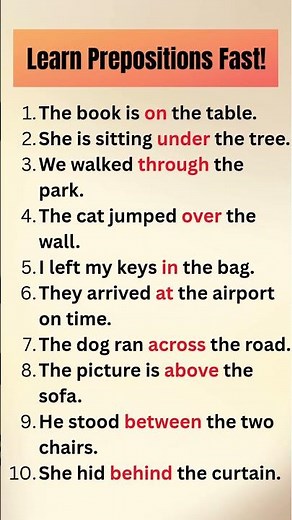 10 Simple Preposition Examples in English | Daily English Practice | Grammar Tips