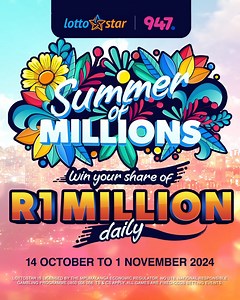 💰 This week is the Money Grab edition of #SummerOfMillions with LottoStar on 947 💰 To qualify, you must place a bet on www.lottostar.co.za on or after 19 October then follow the entry details on www.primediaplus.co.za If we call, you get R2,500 just for answering! Enter now for your chance to WIN a share of R1 Million EVERY DAY. Plus, one lucky player will walk away with R1 million in cash in the grand finale! Ts&Cs apply. | 947