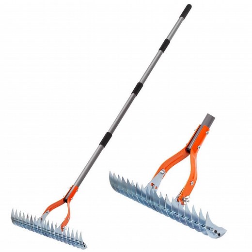 Walensee 15-Inch Lawn Thatching Rake, Robust Dethatcher Rake, Efficient Thatch Rake with Back Saving Handle, Versatile Grass Grooming Rake for Cleaning Dead Grass, Yard Garden Durable Thatch Rake