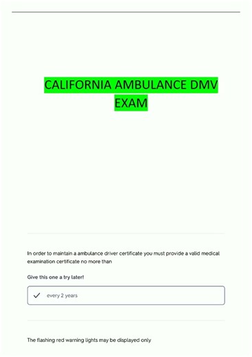 Latest AMBULANCE DMV TEST QUESTIONS WITH COMPLETE ANSWERS83 video