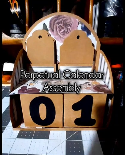 Perpetual Calendar ~ Assembly upto Covering with Decorative Papers. I'll put the full video for covering the base and tag holders up on my YouTube - link in bio. #papercalendar #diycalendar #makeacalendar #perpetualcalendar #junkjournalinginthemancave