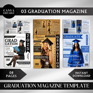 Graduation Magazine Template, High School Senior Graduation Magazine Cover Template, Senior Graduation Invitation, Senior Magazine Template - Etsy