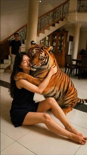 A loving hug from a tiger #TigerLove #WildlifeHug #AnimalAffection #shortvideo #asmr #wildanimals