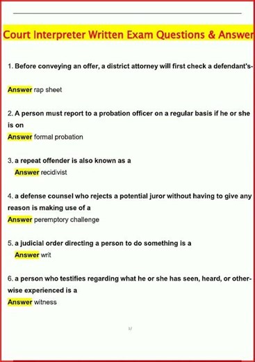Court Interpreter Written Exam Latest Actual Questions Verif video