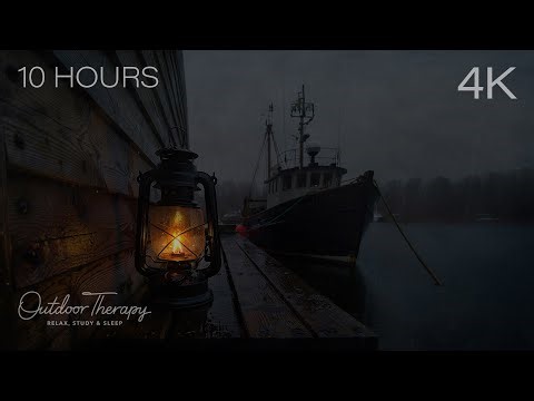 🌧️ The Harbor Lantern | Freezing Rain, Fog & Gentle Wind Ambience | 10 HOURS
