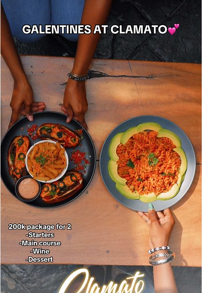 VALENTINES VIBES AT CLAMATO! 💕🍴 Who says Valentines is just for couples? 🙅‍♀️ Bring your girls and celebrate at Clamato! For 200K, you'll get a starter, main course, wine, and dessert. Or, come solo and treat yourself for 100K! 🎁 Don't miss out on this amazing deal! #Valentines #Clamato #Galentines #SelfLove #videoviral #viralsounds #fypviral