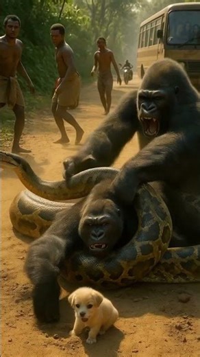 Gorilla vs Giant Python 🐍💥 You Won’t Believe Who Wins! #shorts #zakatyna