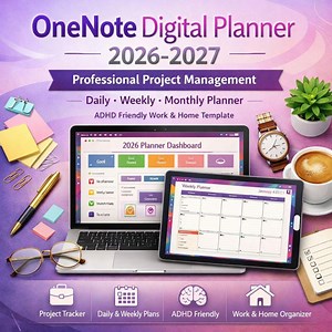 Onenote Digital Planner 2026–2027 | Professional Project Management, Daily Weekly Monthly Planner, ADHD Friendly Work & Home Template - Etsy