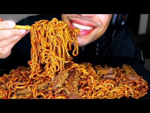 ASMR Extreme Spicy Noodles Challenge | Gone Wrong No Talking Eating BIG Bites Slurping Mouth Sounds