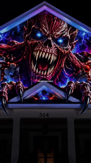 🎃 THE DEMON IN THE ATTIC! 😈🔥 This nightmare is coming straight out of the roof! 💀 Glowing blue eyes, razor-sharp teeth, blazing flames, and insane Halloween projection mapping! We’re taking Halloween to a whole new level! 👻🔥 #SpookySeason #HalloweenDecor #Halloween2026 #HalloweenProjectionMapping #HalloweenDisplay