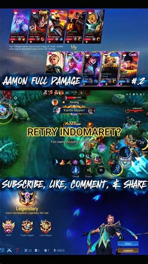 AAMON BUILD FULL DAMAGE🔥 GAMEPLAY MLBB‼️ Part.2#mobilelegends #mlbb #subscribe #gameplay #aamon