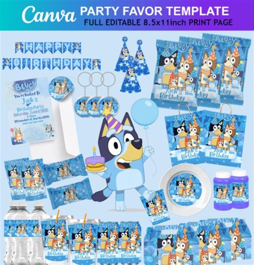 Blue Heeler Birthday Inspired Party Favor Template – Editable Canva DIY Kit (digital Download) - Etsy