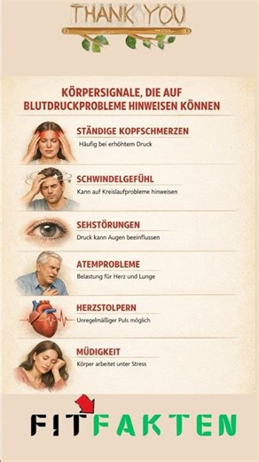 Diese Körpersignale können auf Blutdruckprobleme hinweisen ⚠️ #FitFakten