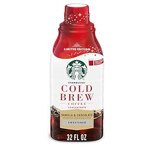 Starbucks Cold Brew Coffee Concentrate, Flavored Sweetened Vanilla & Chocolate Inspired by Irish Cream, Multi-Serve Bottle (32 fl oz)
