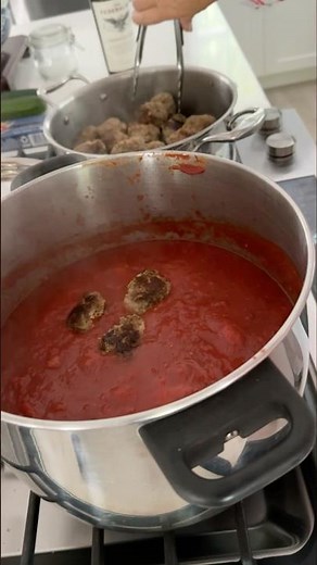 Slow simmered Sunday sauce with meatballs