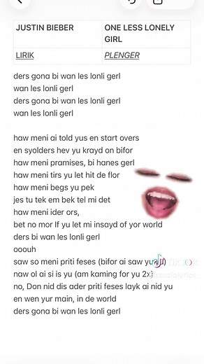 One Less Lonely Girl lyrics - Justin Bieber