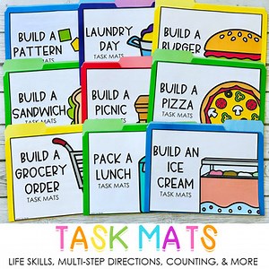 Task Mats for Life Skills, Following Multi-Step Directions, Counting, & More