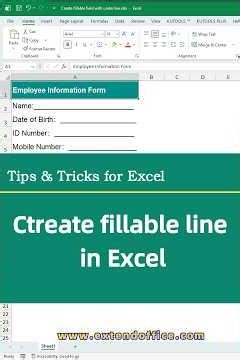 Create Fillable Fields with Underlines in Excel