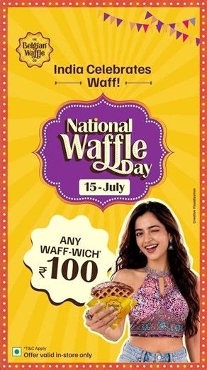 India Celebrates Waff. You Celebrate with ₹100 Waff-wichs. #TheBelgianWaffleCo