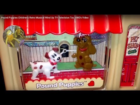 Pound Puppies Children's Retro Musical Wind Up TV Television Toy 1980's Video