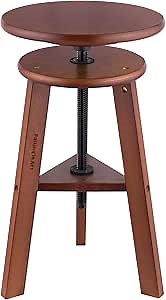 Falling in Art 19" to 26" High Wooden Drafting Stool, Beechwood Artist Stool with Adjustable Height, Wood Stool Chair for Painting, Perfect for Artist Studio, Office and Home Use, Deep Walnut
