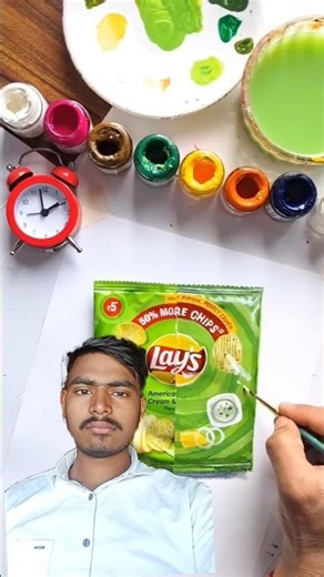 Real vs Painting 😱 Lays Packet Art|#artbox #lays #chips #art #shorts #trending #viral