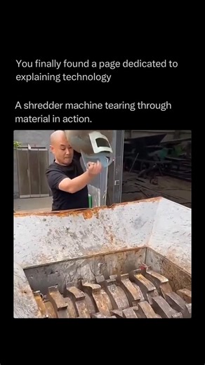 Technology Explained on Instagram: "Follow @explaining.tech to learn everything about technology one post at a time 🧠⚙️ Watching an industrial shredder tear through a solid engine block or a pile of tires looks like effortless destruction, but it is actually a precise application of low-speed, high-torque mechanics. Unlike the fast, buzzing blades of a home paper shredder, these industrial giants rely on sheer crushing force rather than velocity. The core of the machine consists of one or more 
