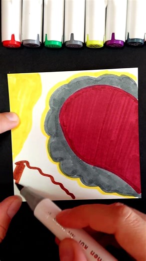 Drawing a Square Card with a Heart Using Markers #art #drawing