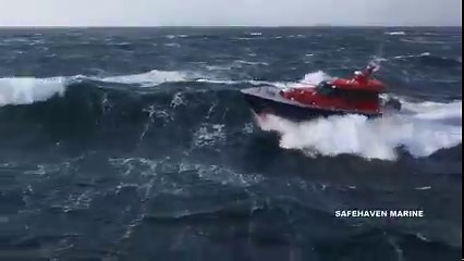 2.6M views · 25K reactions | Love this clip, some of the best action footage we’ve captured. In 55kts of wind offshore the drone couldn’t make any headway, only being able to fly across the wind, forcing us to run broadside to the waves to stay with the drone. Great drone flying just above the waves, and the boat handled pretty nicely too! | Safehaven Marine | Facebook
