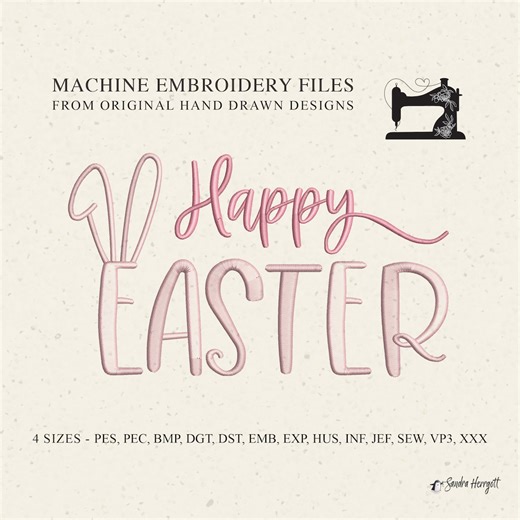 Happy Easter Bunny Ears Machine Embroidery Design Pattern Pdf File, Cute Lettered Spring Decor Nursery Bot Girl School Kid Child Student - Etsy