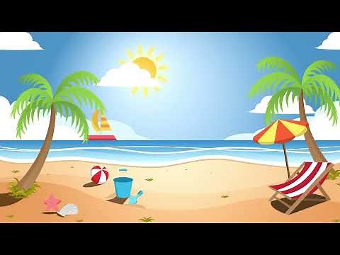Sunny Beach Day - Free Cartoon Background Loop