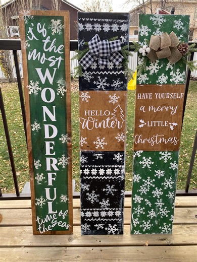 Handmade Christmas Porch Sign: Whimsical Holiday Leaner (48x10) - Etsy Canada