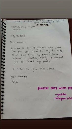 ✍️ Informal Letters Made Easy 📝Step-by-step notes + examples for quick learning 💡 #learningletters