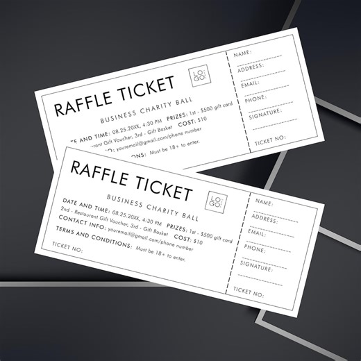 Minimalist Fundraiser Raffle Ticket – Editable Printable Raffle Card Template – Simple Charity Event Ticket – Raffle Ticket Event Card - Etsy