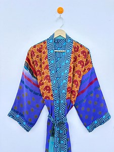 Vintage Pure Silk Robe | Handmade Long Kimono Robe | Luxury Dressing Gown | Bohemian Loungewear. - Etsy