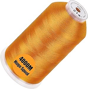 New brothread - Single Huge Spool 4000M Each Polyester Embroidery Machine Thread 40WT for Commercial and Domestic Machines - Deep Gold