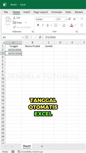 ✅ Tanggal Otomatis Excel dalam 3 Detik! 📅 #ExcelTips #BelajarExcel #ExcelIndonesia