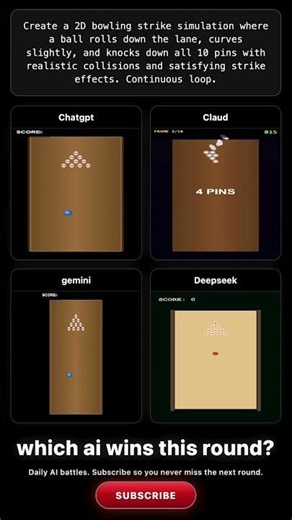 ChatGPT vs Claude vs Gemini vs DeepSeek: Bowling Strike Simulation #aicoding #chatgpt