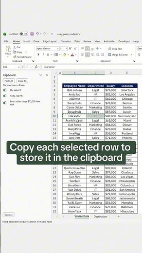 How to use the clipboard panel to copy and paste multiple rows at once. 🤯
