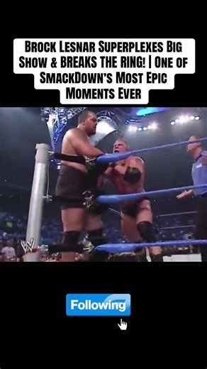 Brock Lesnar Superplexes Big Show & BREAKS THE RING! | One of SmackDown’s Most Epic Moments Ever Brock Lesnar delivering a superplex to Big Show and collapsing the entire ring is still one of the most unforgettable moments in SmackDown history. The impact, the crowd reaction, and the visual of the ring imploding made this an instant WWE classic that fans still talk about more than two decades later. Where were you when you first saw the ring collapse? Let us know in the comments! 👇 #BrockLesnar