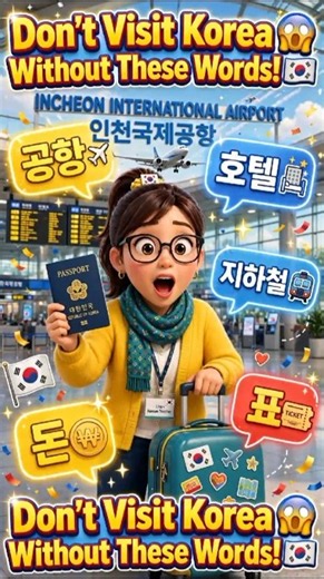 Going to Korea? 🇰🇷 Learn 5 Essential Korean Travel Words ✈️ | Korean for Beginners #learnkorea #fyp