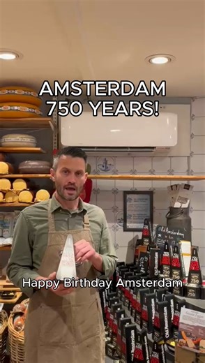 Amsterdam turns 750 today! 🎉 Celebrate this amazing milestone with a piece of Old Amsterdam, our special edition cheese made just for the occasion! The perfect souvenir to take a taste of history home with you. 🧀 Find us on Prinsengracht 112, come and get yours! #oldamsterdam #cheesesouvenir #amsterdam750 #tasteofamsterdam #cheeselovers | Amsterdam Cheese Museum