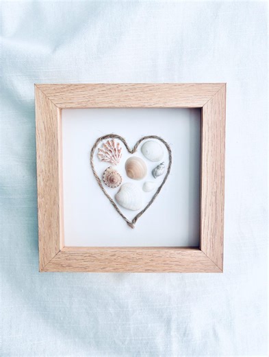 Seashell Heart Art Framed | Shell Heart | Coastal Decor | Beach Lover Gift | Valentine’s Day Gift for Her - Etsy