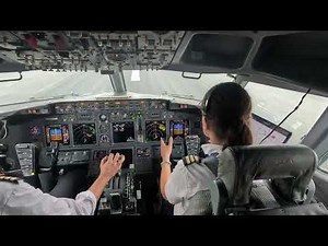 Beautiful Female Pilot Take Off Her Boeing B737-800 | Cockpit View | GoPro 12