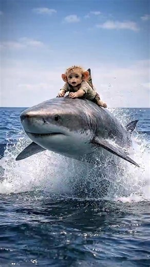 A Baby Monkey 🐵 Fell Into the Ocean… What the Shark 🦈 Did Next Changed Everything❤️ #shorts #ai