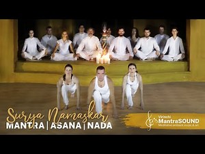 12 rounds of Surya Namaskar with mantra lyrics, chant & yoga music | Sun Salutation