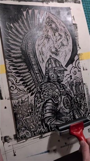 Legacy in every cut. ⚔️ #linocut #printmaking #art